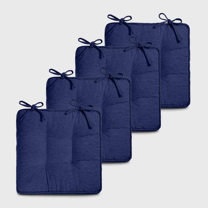 Four Denim blue Chair Cushions For Dining Chairs | Rulaer