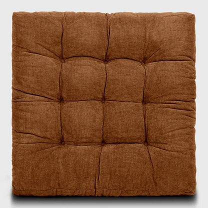 Square Tufted Floor Pillow for Living Room with Deep brown color is perfectly blends with your indoor living room or reading room, even outdoor patio | Rulaercushion